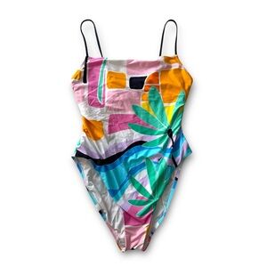 Trina Turk Mosaic Sunrise High Leg Maillot One Piece Bathing Suit